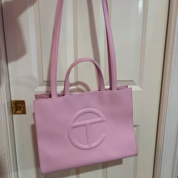 Telfar Pink Logo Leather Tote - Picture 4 of 6